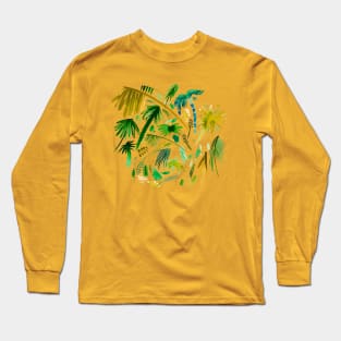 Watercolor Tropical Jungle Palms Long Sleeve T-Shirt